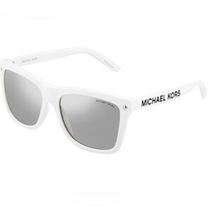 Michael Kors RARE White Montauk silver mirror square unisex Sunglasses